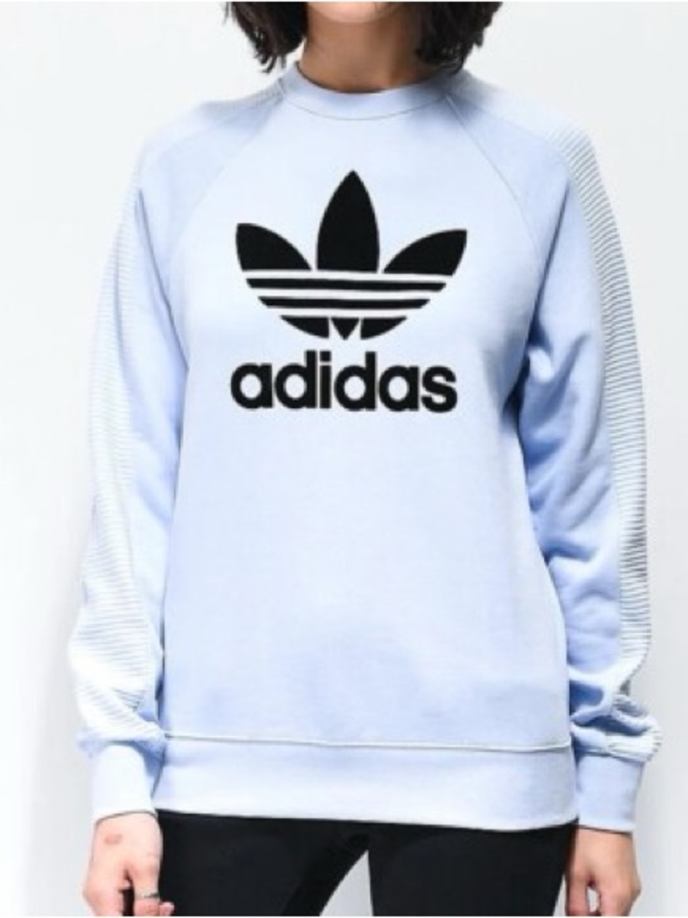 adidas Light Blue Crewneck Sweatshirt with Black logo XL